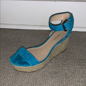 Turquoise Platform Wedge Heels